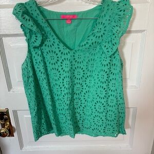 Green eyelet Lilly blouse